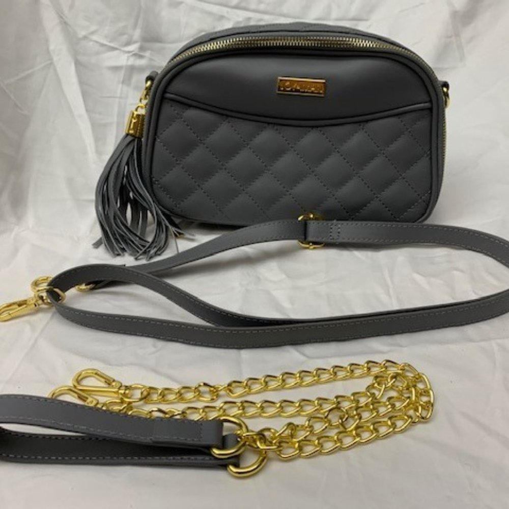 JOY & IMAN Quilted Genuine Leather Crossbody
